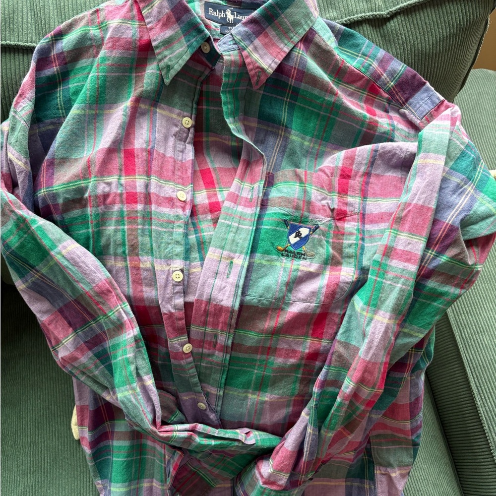 Ralph Lauren Pink, Green & Purple Plaid Button-Down Shirt